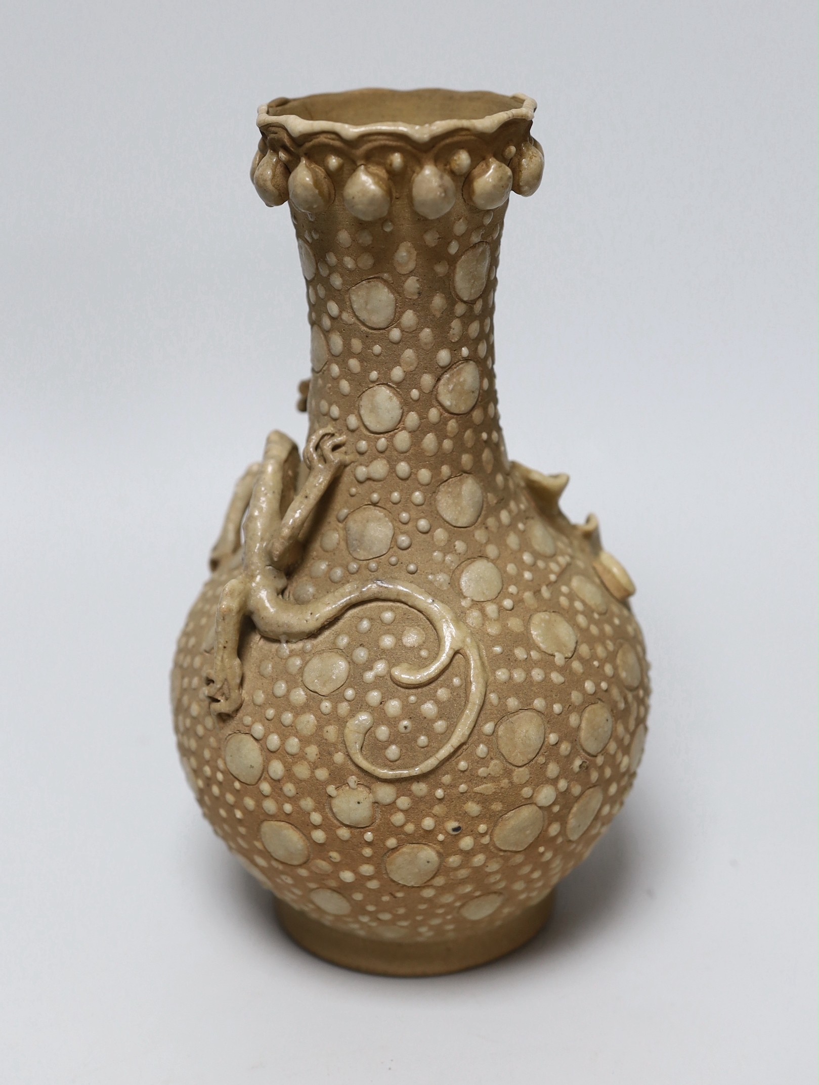 A Chinese enamelled biscuit porcelain 'chilong' vase, 21cm